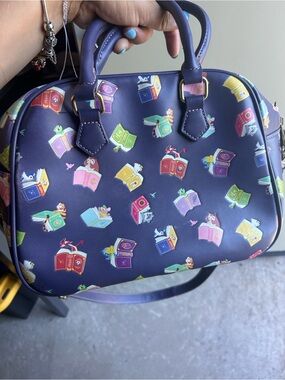 Loungefly Purple Storybook Mini Dome Bag with Colorful Book Print